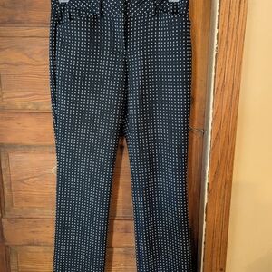 Express Black and White Straight Leg Pants with Checkered Pattern
